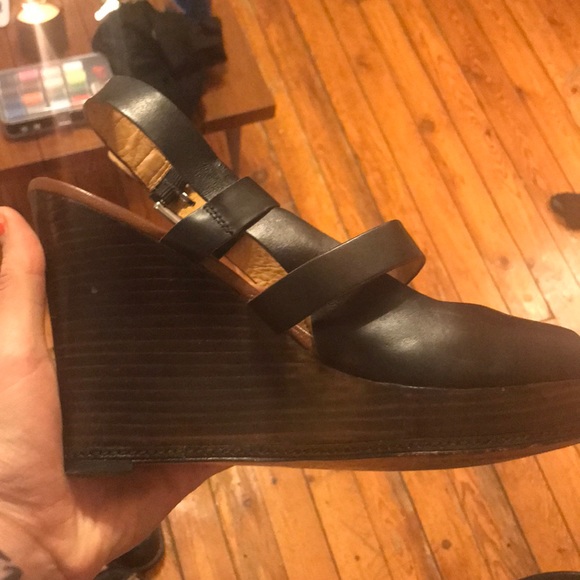 Coach strappy wood and leather wedges, barely worn - Picture 2 of 4